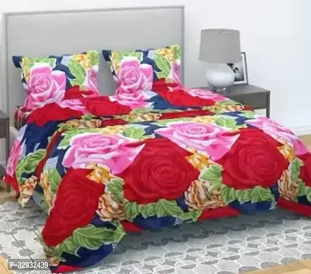 Stylish Polycotton Printed Bedsheet with Pillow Cover-thumb0