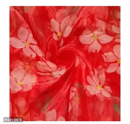 Elegant Red Organza Printed Fabric (by meter) For Women