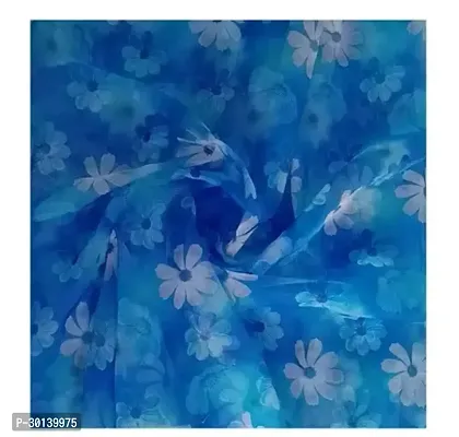 Elegant Blue Organza Printed Fabric (by meter) For Women-thumb0