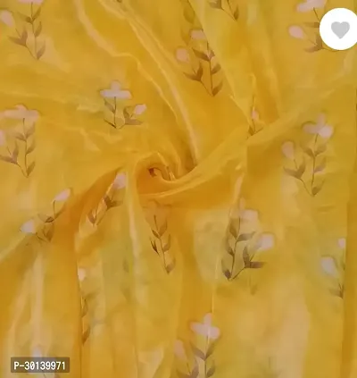 Elegant Yellow Organza Printed Fabric (by meter) For Women