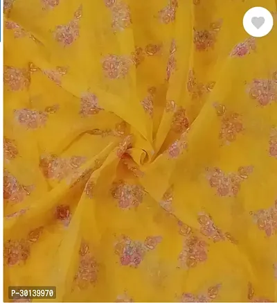 Elegant Yellow Organza Printed Fabric (by meter) For Women