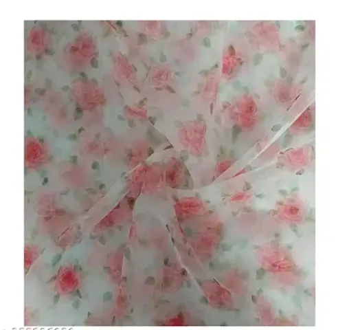 Sap Style Floral Printed Organza Fabric (Unstitched) for Dress, Kurtis, Dupatta, Tops, Lehenga