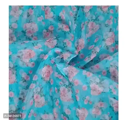 Elegant Blue Organza Printed Fabric (by meter) For Women