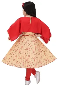 M Kavita Gir'sl Knee Length Frock with Leggins, Part Wear Heavy Rayon Frock (2-3 Years, Red)-thumb2