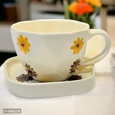 Sunflower Design Cup  Saucer Set Handpainted Ceramic Tea Cup  Saucer Set 300 M L-thumb0