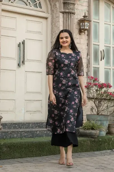 Stylish Polyester Printed Straight Kurti