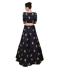 Rise On Fab Women's Raw Silk Lehenga Choli (RAJAVI_Blue_Free Size)-thumb2