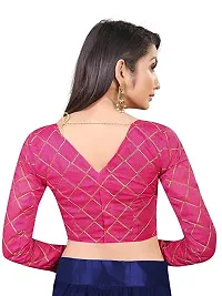 Paril Women's semi stitched Net Lehenga Choli with Blouse & Dupatta set (Embroidered Bridal Lehenga Choli) (Blue to Pink)-thumb4