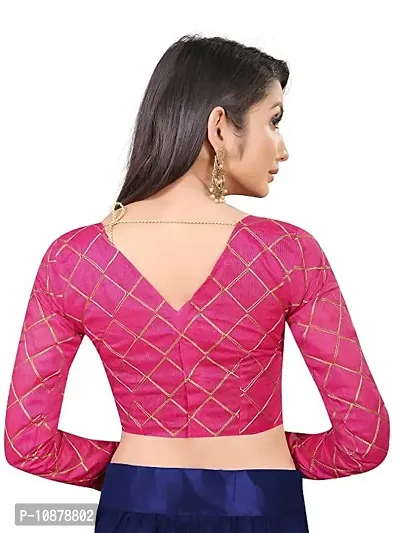 Paril Women's semi stitched Net Lehenga Choli with Blouse & Dupatta set (Embroidered Bridal Lehenga Choli) (Blue to Pink)-thumb5