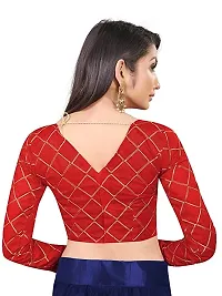 Paril Women's semi stitched Net Lehenga Choli with Blouse & Dupatta set (Embroidered Bridal Lehenga Choli) (Blue to Red)-thumb4