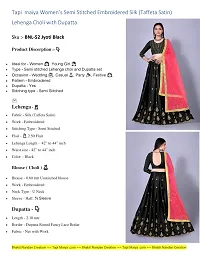 SKIM Women's Beautiful Velvet Taffeta heavy Zari Embroidery Work Bridal Lehenga Choli With Net Lace Dupatta (Black)-thumb1