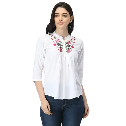 Mudgal India Creations Women's Embroidered Regular Fit Top