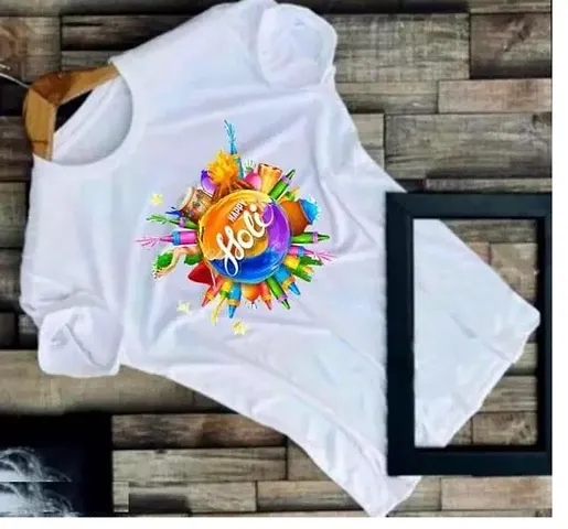 Round Neck Polycotton Tees For Holi