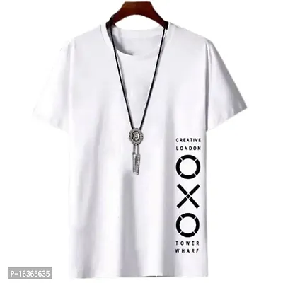 Reliable White Polyester Printed Round Neck Tees For Men-thumb0