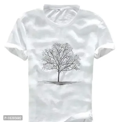 White Polyester Tshirt For Men-thumb0