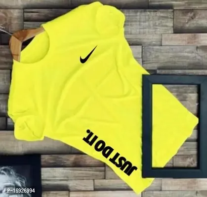 Rapzod Designer Printed Yellow Polyester T-shirt