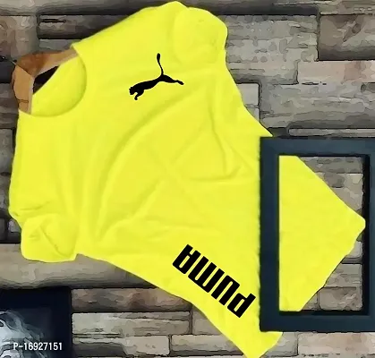 Yellow Polyester Tshirt For Men-thumb0