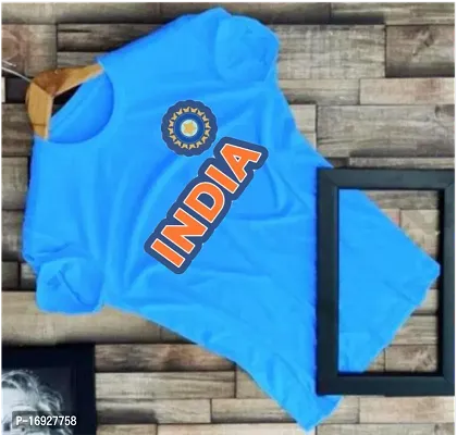 Rapzod Designer INDIA Printed Aqua Blue Polyester T-shirt