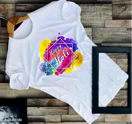 HOLI PRINTED WHITE TSHIRT-thumb0