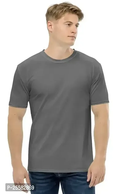 Grey Coloured Polyester T-shirts For Unisex-thumb0