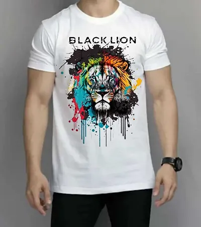 Reliable White Polyester Printed Round Neck Tees For Men