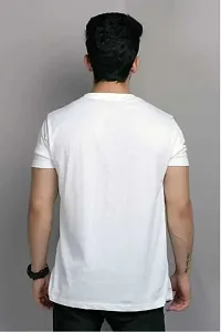 White Coloured Printed Polyester Round Neck T shirt-thumb1