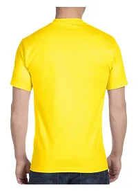 Yellow Coloured Printed Polyester Round Neck T shirt-thumb1