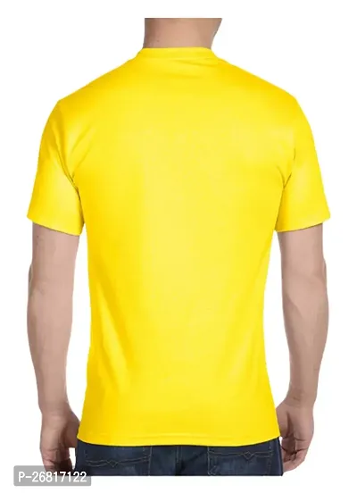 Yellow Coloured Printed Polyester Round Neck T shirt-thumb2