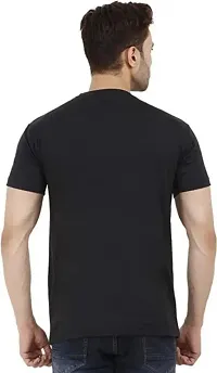 Black Coloured Printed Polyester Round Neck T-Shirt-thumb1