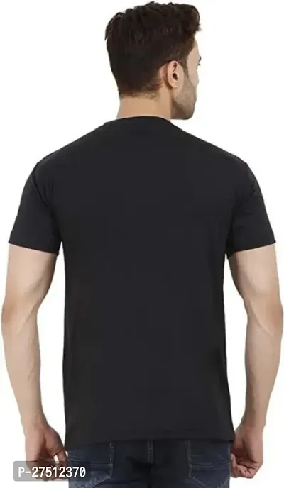 Black Coloured Printed Polyester Round Neck T-Shirt-thumb2
