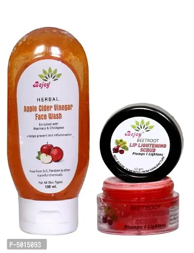 100% Pure  Natural  Apple Cider Face Wash  Beetroot Lip Scrub-110ml Pack of 2