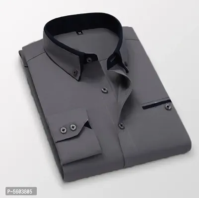Grey Cotton Casual Shirts For Men