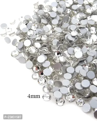 4mm Round Shape Stone Crystal Kundans Beads Stone for Art  Craft, Jewellery Making, Bangles, Embroidery  DIY Works (White) ;(10000 Pieces)-thumb3