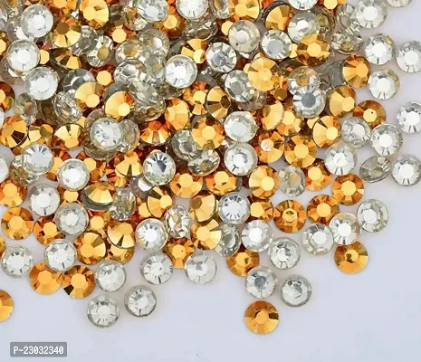 4mm Round Shape Stone Crystal Kundans Beads Stone for Art  Craft, Jewellery Making, Bangles, Embroidery  DIY Works (Metal Gold) ; (10000 Pieces)-thumb0