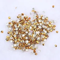 4mm Round Shape Stone Crystal Kundans Beads Stone for Art  Craft, Jewellery Making, Bangles, Embroidery  DIY Works (Metal Gold) ; (10000 Pieces)-thumb1