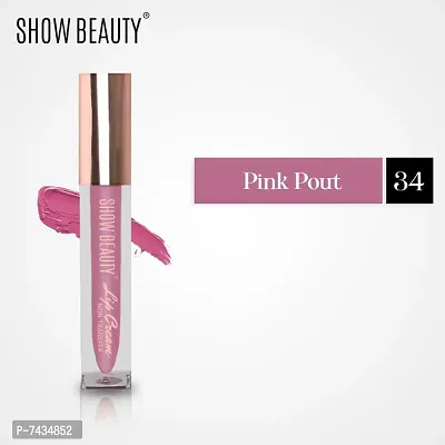 Show Beautyreg; Sensational Liquid Matte Lipstick| 12-Hour Wear, Non-Transfer  Waterproof, 34 Pink pout -Lip Cream - 4 ml-thumb2