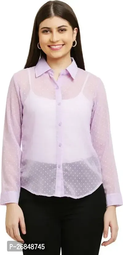 Elegant Purple Georgette Solid Shirt For Women-thumb0