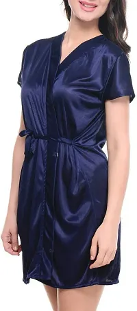 You Forever Women's Solid Navy Blue Gown-thumb1