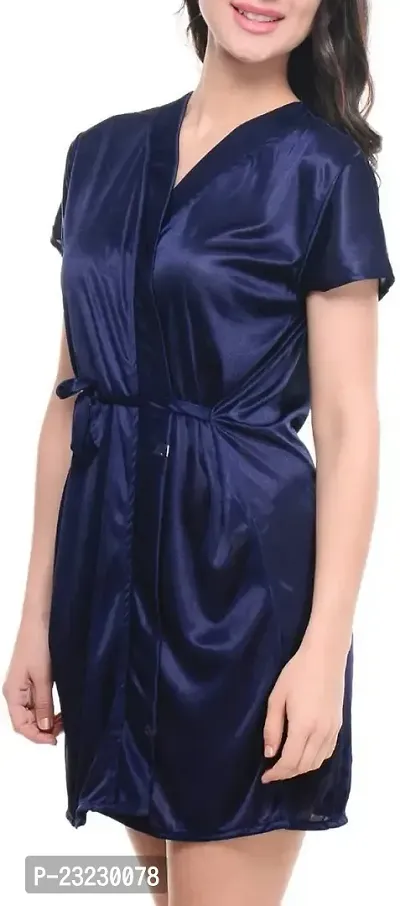 You Forever Women's Solid Navy Blue Gown-thumb2