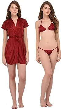 You Forever Women's Satin Robe and Lingerie Set-thumb1