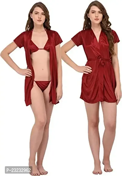 You Forever Women's Satin Robe and Lingerie Set