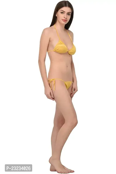 You Forever Women's Yellow Pack of 2 Robe and Bra Panty Set-thumb4
