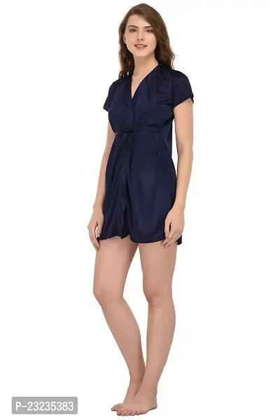 You Forever Women's Navy Nighty with Robe-thumb3