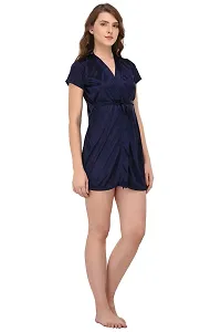 You Forever Women's Solid Navy Blue Gown-thumb1