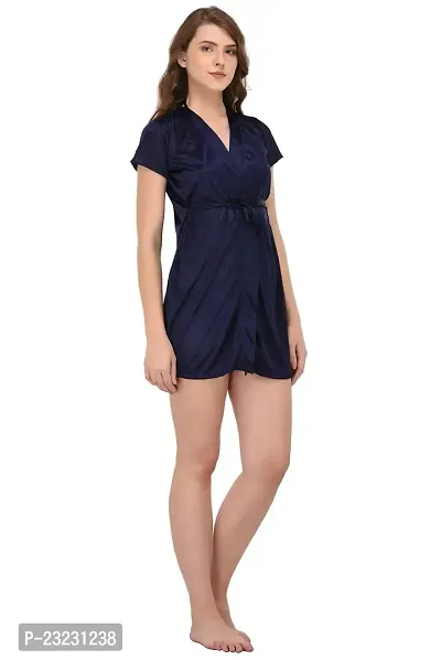 You Forever Women's Solid Navy Blue Gown-thumb2