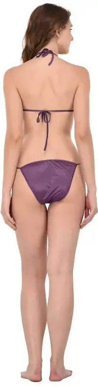 You Forever Womens Night Wear Satin Silky Robe Womens and Lingerie Bikini Set (Purple, Medium)-thumb3