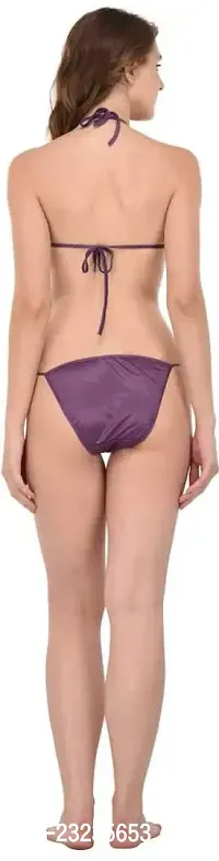You Forever Womens Night Wear Satin Silky Robe Womens and Lingerie Bikini Set (Purple, Medium)-thumb4