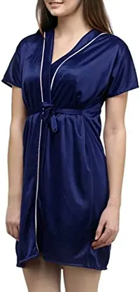 You Forever Women?s Satin Robes Nightdress Wedding Robes Silky Bathrobes Summer Loungewear Women's Nightwear Robes (Free Size, Blue)-thumb2