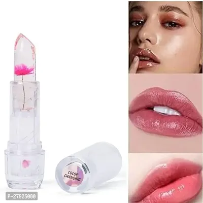 Professional Waterproof Moisturizing Flower Crystal Lipstick Jelly Flower Transparent Color Changing Lip Balm Lipstick For Girls  Women Pack Of 1-thumb0