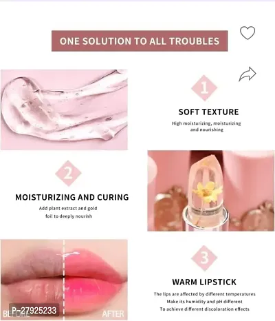 Waterproof Flower Lipstick Jelly Flower Transparent Color Changing Lipstick Flower Jelly High-Glossy Lipstick (Pack Of 2)-thumb2